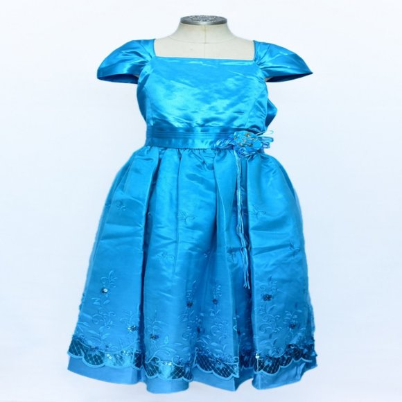 Girls Turquoise Blue Party Dress - Picture 1 of 1